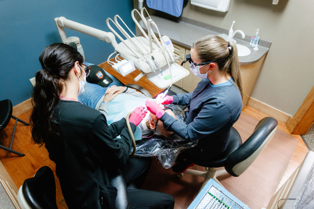 Town Square Dental Care exam room with patient chair and dental instruments